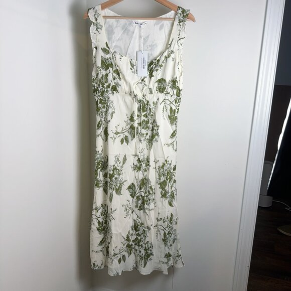 NWT Reformation leni Sage Brush Dress L - Picture 4 of 6